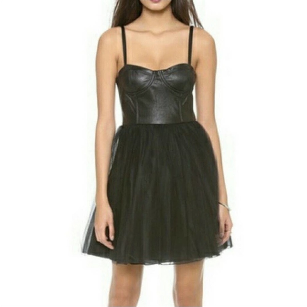 Alice + Oliva Gia Leather Bustier Minidress 8